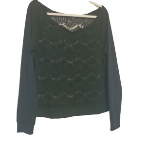 Poetic Justice | Women's Black Off the Shoulder Lace Blouse (Size XL)